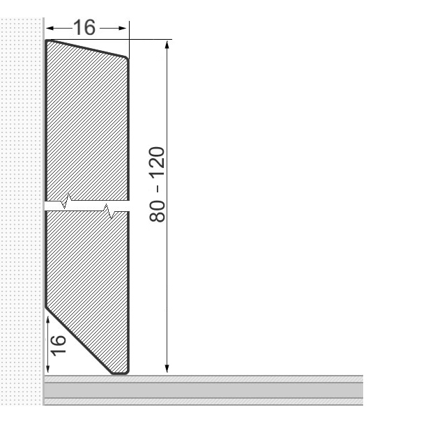 Massivholz-Sockelleiste 100x16mm abgeschrägt - Eiche roh