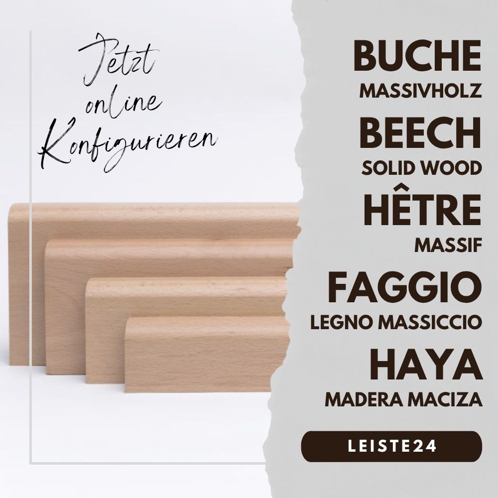 Massivholz Sockelleisten-Konfigurator Buche Natur Massivholz Sockelleisten-Konfigurator Buche Natur