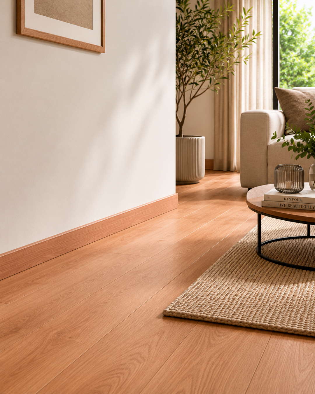 Sockelleiste mit Holzoptik 60 mm Buche gebeizt