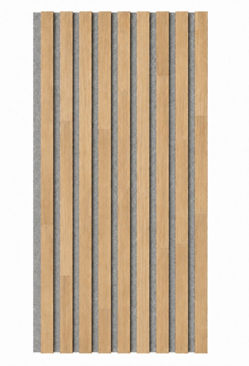 Acoustic+ Massivholz Akustikpaneel Grau 2600 x 400 mm - Eiche Natur - Light Ivory