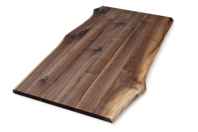 Massivholzplatte Amerikanischer Nussbaum 22 mm beidseitige Baumkante - durchgehende Lamellen Massivholzplatte Amerikanischer Nussbaum 22 mm beidseitige Baumkante - durchgehende Lamellen