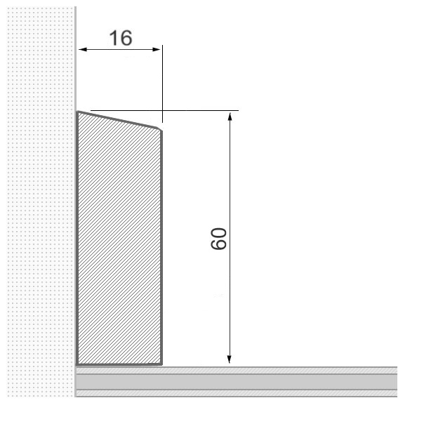 Massivholz-Sockelleiste 60x16mm abgeschrägt - Eiche roh