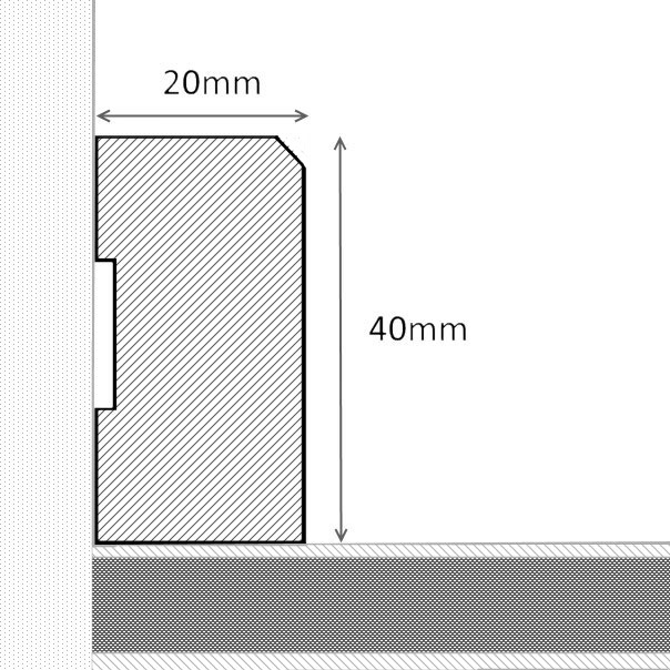 Massivholz-Sockelleiste 40mm gefaste Vorderkante - Eiche gebürstet und geölt