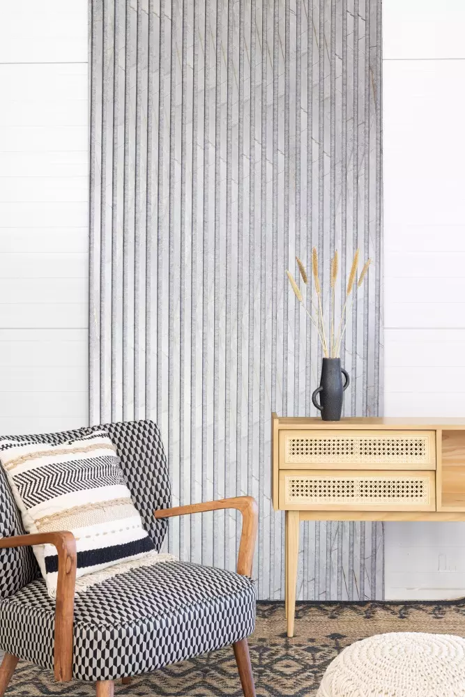 Akustikpaneel 2400 x 600 mm Golden Stone - Akustikfilz Grau - Wandverkleidung