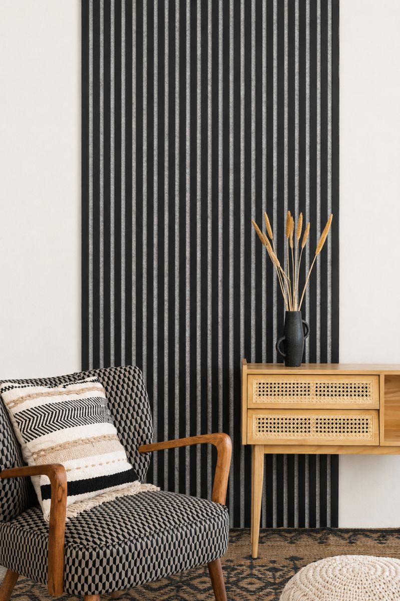 Acoustic+ Akustikpaneel Schwarz 2400 x 600 mm - Akustikfilz Grau