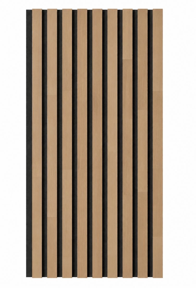 Acoustic+ Massivholz Akustikpaneel Schwarz 2600 x 400 mm - Eiche Natur - Ash Grey