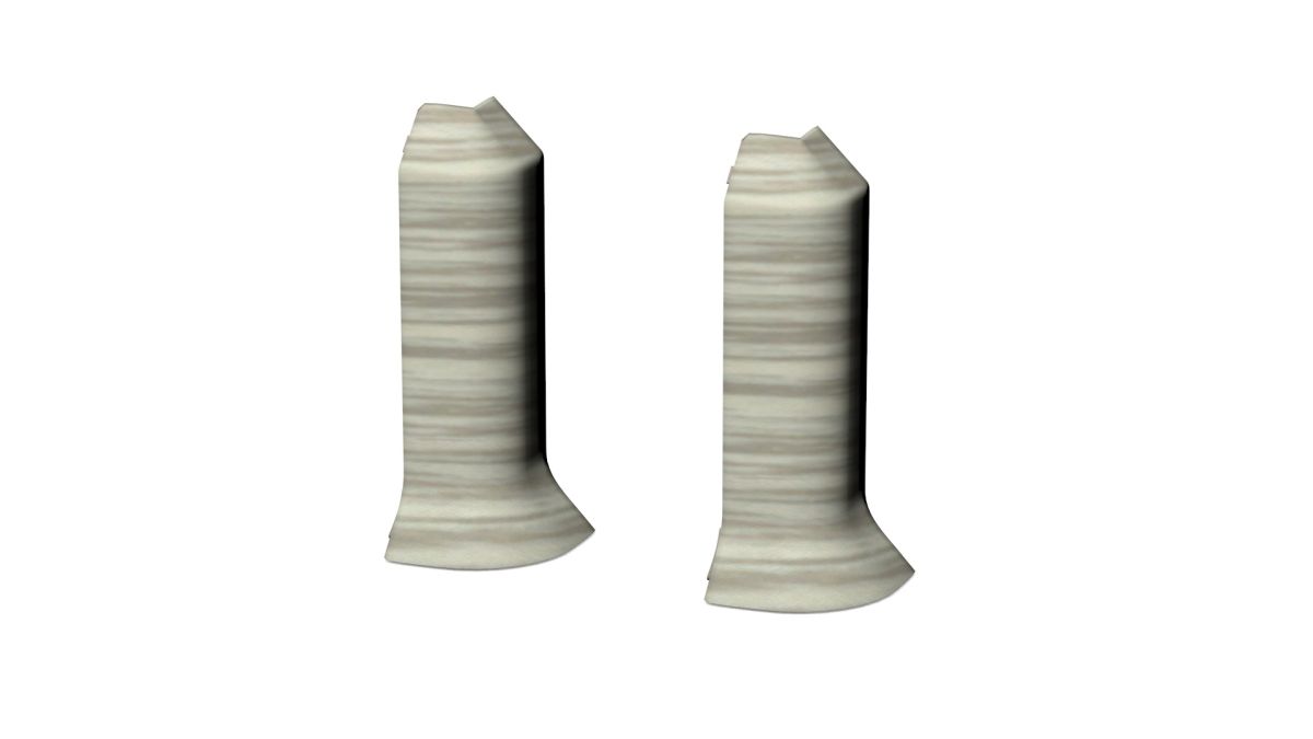 Prinz Außenecken - Kunststoff. Für Hartschaum-Sockelleiste 60 mm. - Nr. 811 - Eiche grau