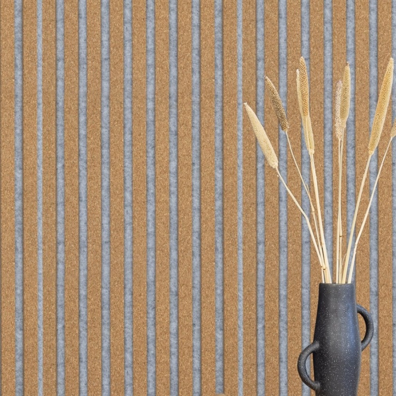 Acoustic+ Premium Akustikpaneel Kork Fein 2400 x 600 mm - Akustikfilz Grau