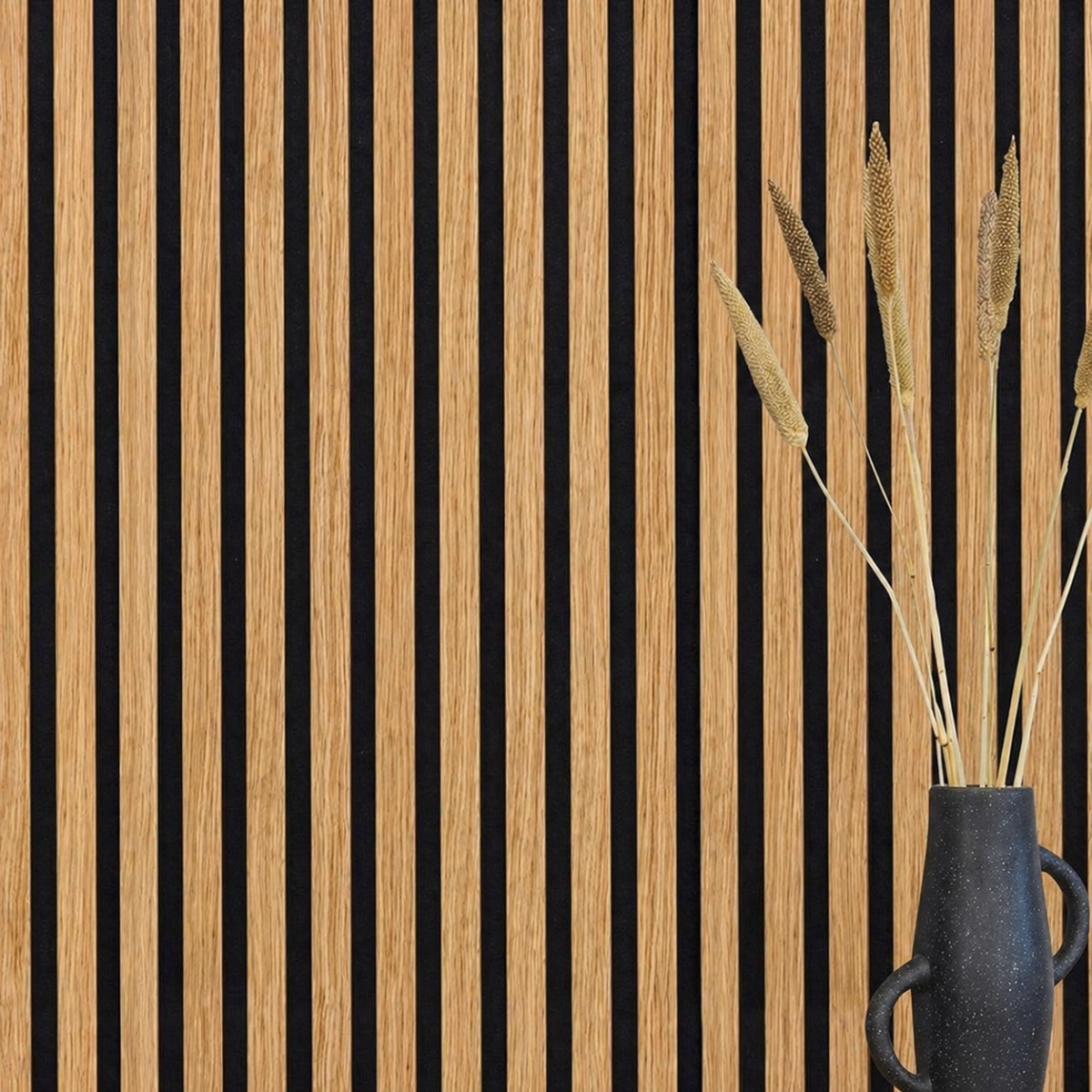 Acoustic+ Premium Akustikpaneel Eiche geölt 2600 x 400 mm - Akustikfilz Schwarz