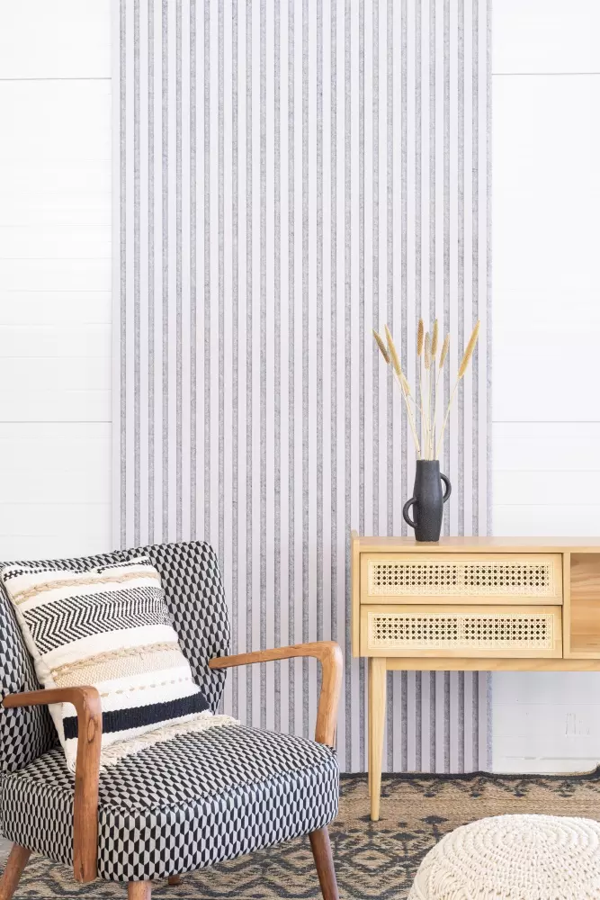 Akustikpaneel 2400 x 600 mm Rose - Akustikfilz Grau - Wandverkleidung