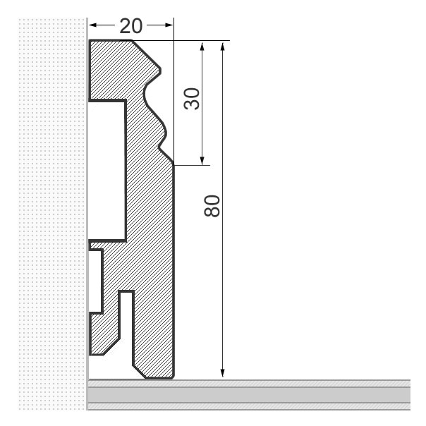Sockelleiste Berliner Profil 80mm - Kirsche roh Sockelleiste Berliner Profil 80mm - Kirsche roh