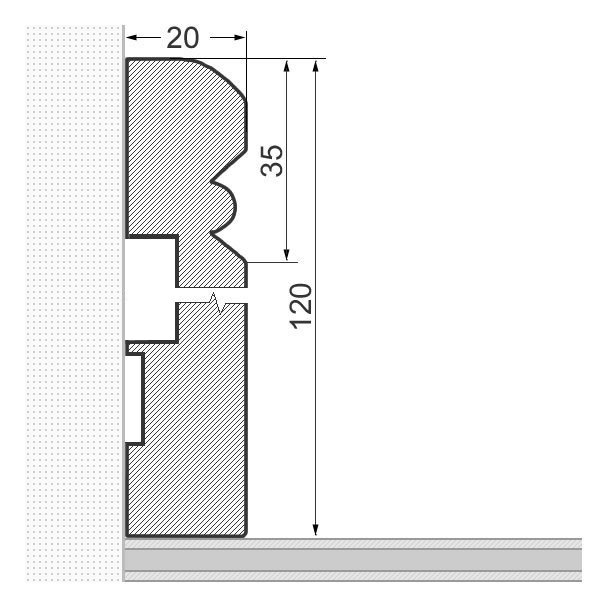 Alt-Reno Profil-Sockelleiste Massivholz 120mm - Buche geölt