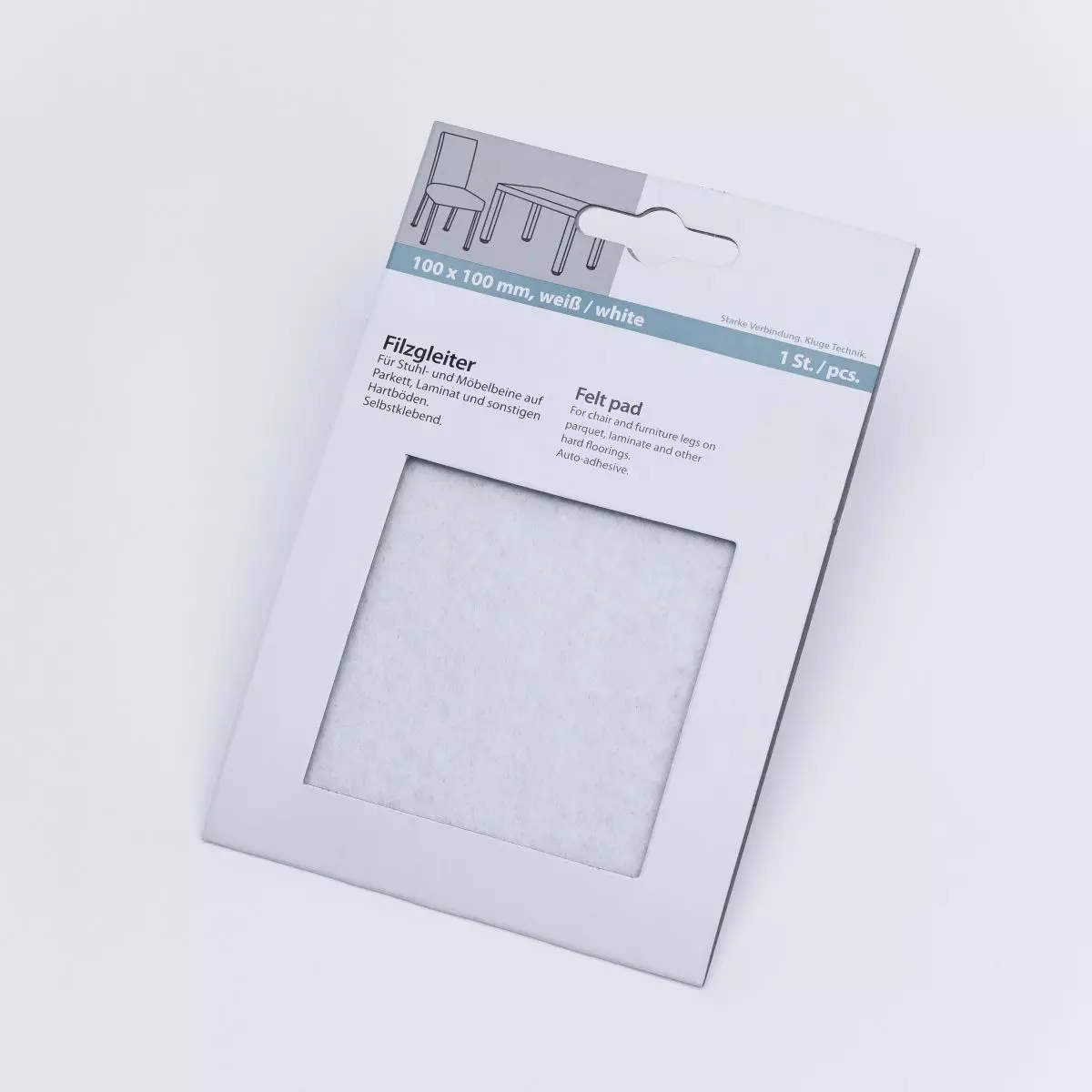 Filzgleiter quadratisch 100 x 100mm - weiß