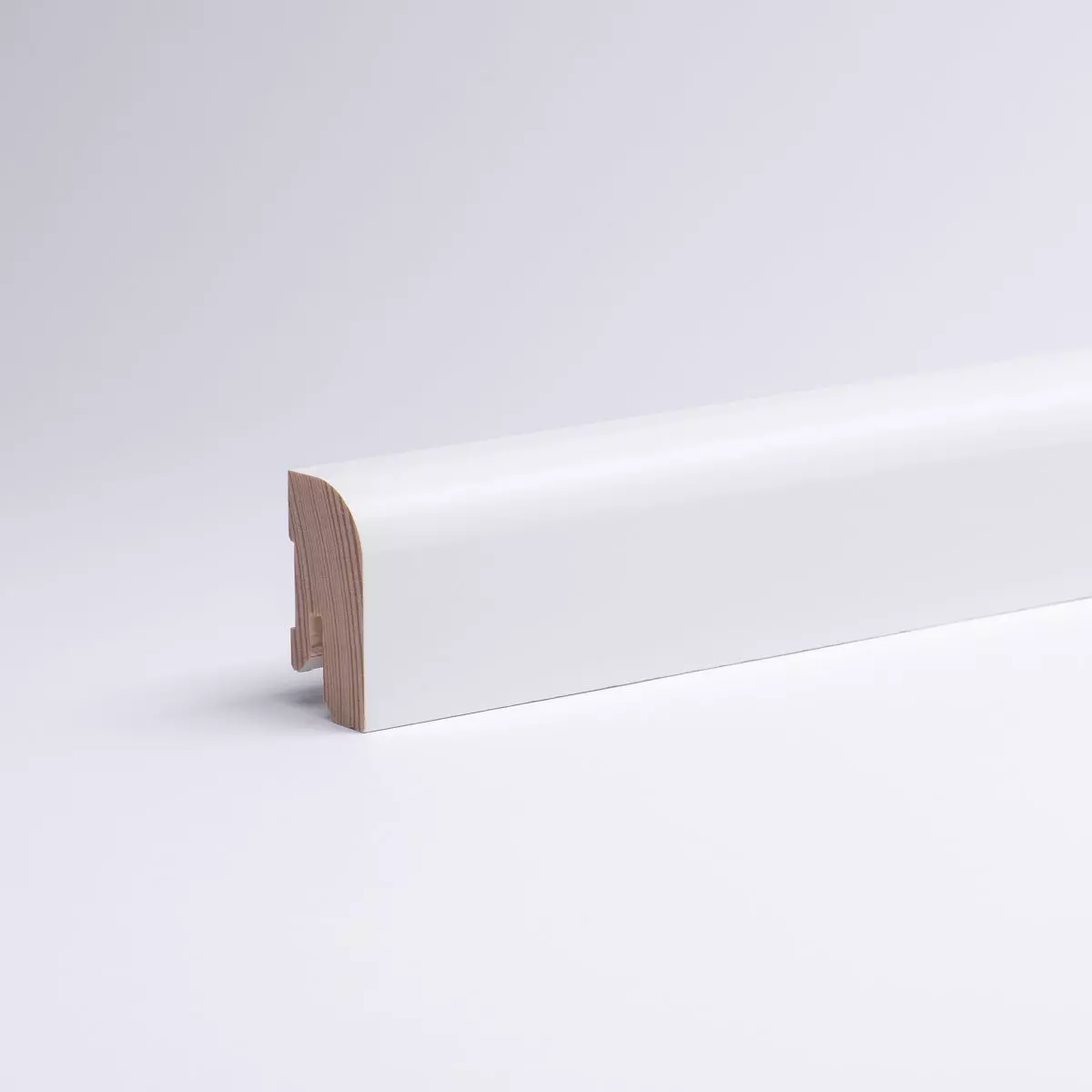 Massivholz-Sockelleiste 40 mm Rundkante - Weiß RAL 9010