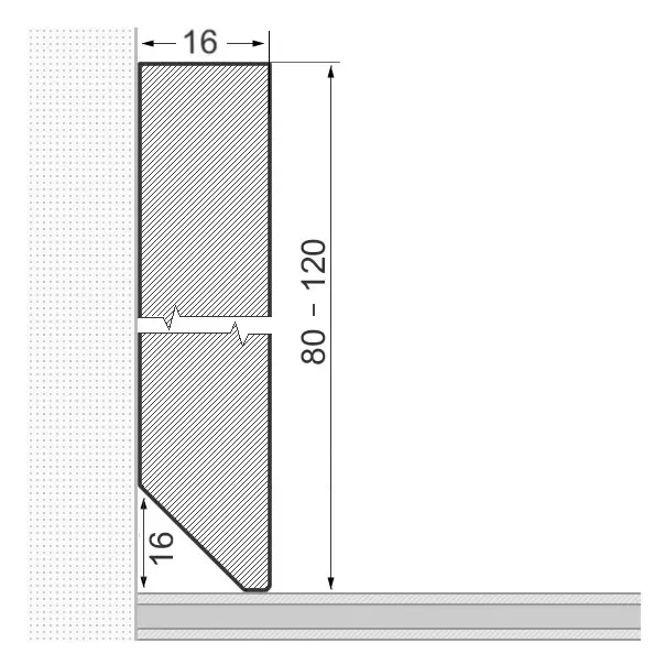 Massivholz-Sockelleiste 120x16mm Vierkant - Eiche lackiert