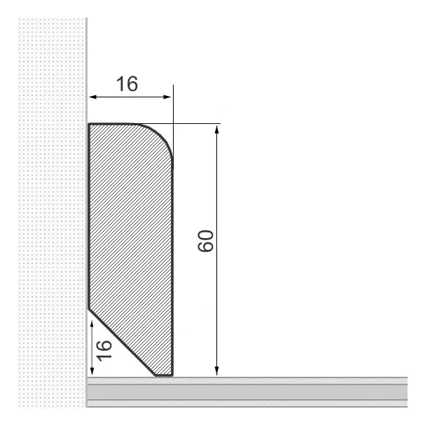 Massivholz-Sockelleiste 60x16mm abgerundet - Eiche geölt