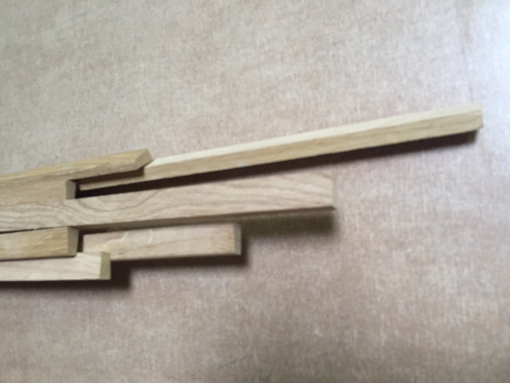 30 lfm Leiste massiv Eiche 20 x 13 x 10 mm roh