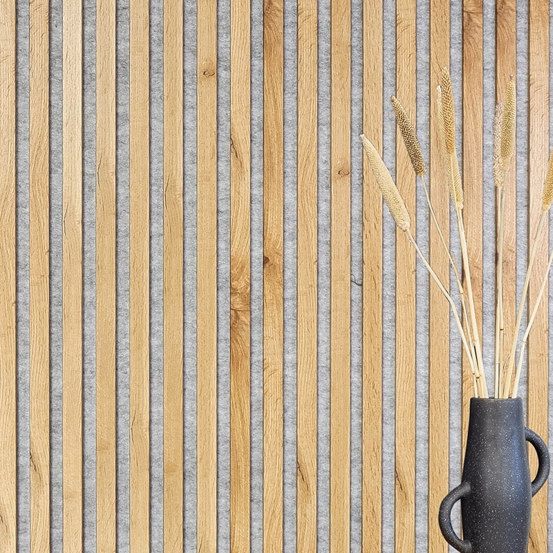 Acoustic+ Akustikpaneel Wildeiche 2400 x 600 mm - Akustikfilz Grau