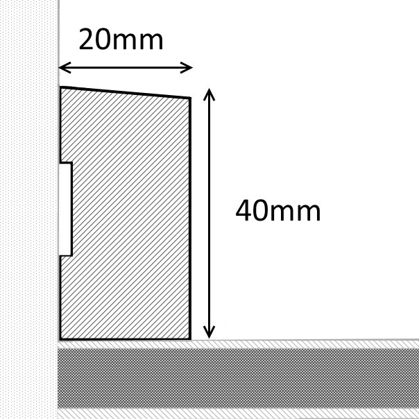 Massivholz Sockelleiste 40mm abgeschrägt - Kiefer gelackt