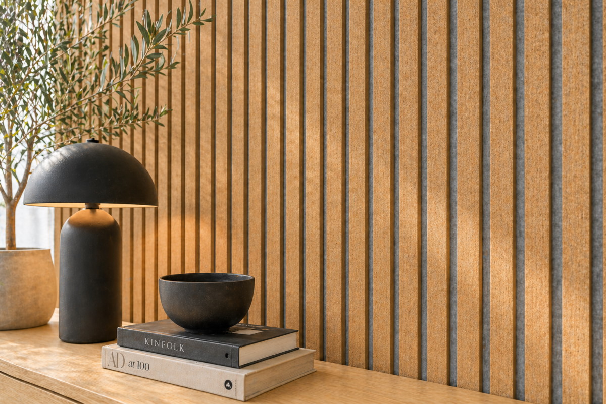 Acoustic+ Premium Akustikpaneel Kork Fein 2600 x 400 mm - Akustikfilz Grau