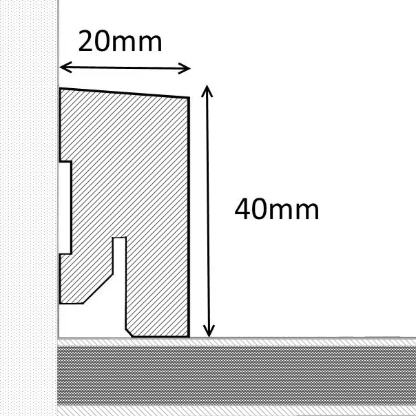 Massivholz-Sockelleiste 40 mm abgeschrägt - Esche gelackt