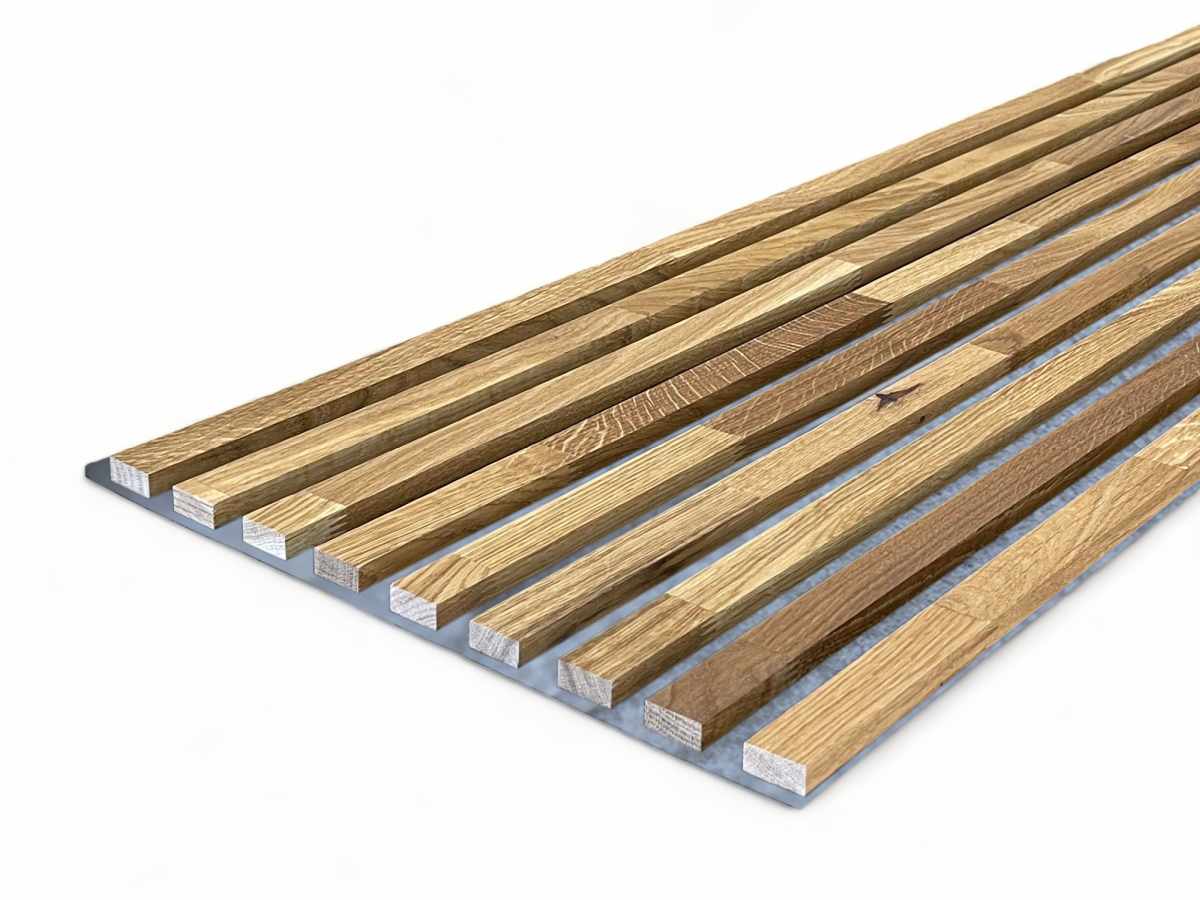 Acoustic+ Massivholz Akustikpaneel Grau 2600 x 400 mm - Eiche Natur - Geölt