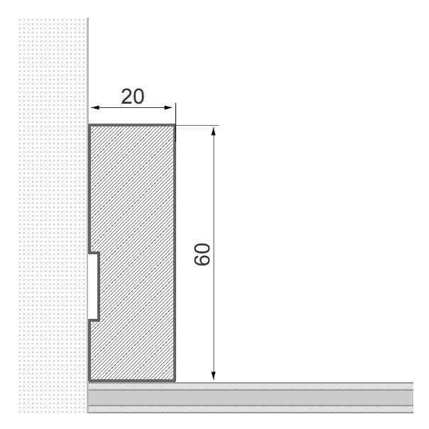 Vierkant Massivholz-Sockelleiste 60mm - Buche roh