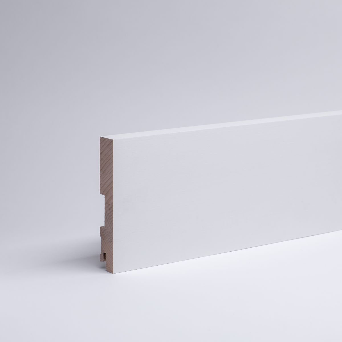 25 lfm Massivholz Sockelleiste 120mm Vierkant - Buche Weiß lackiert