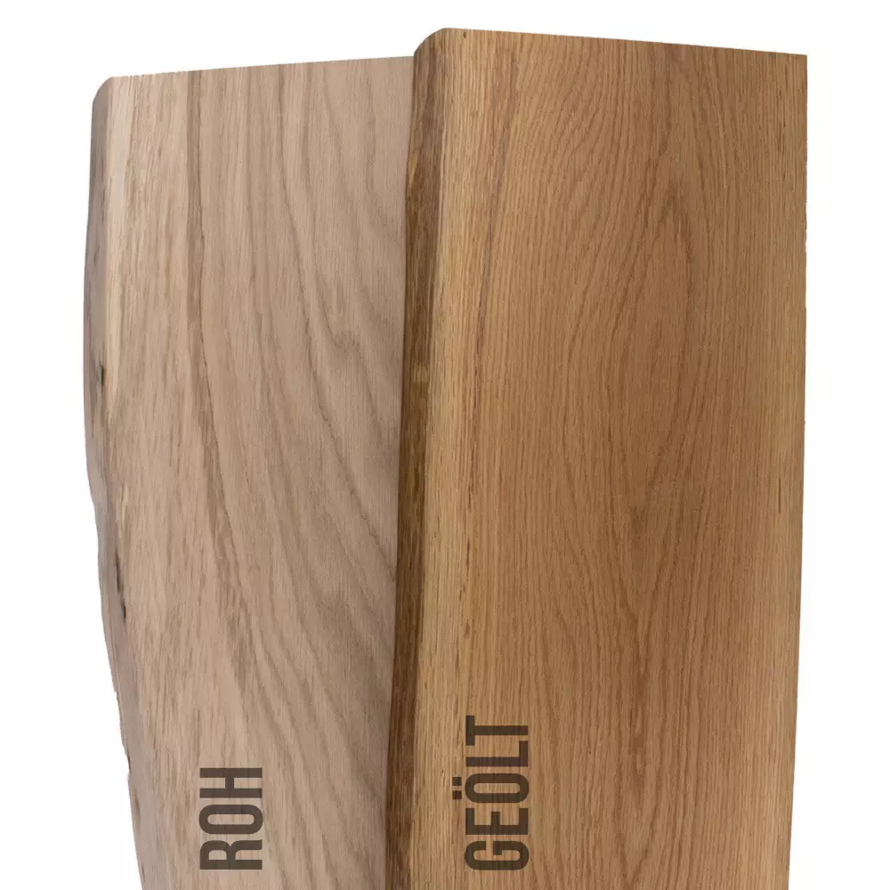 Eichenbrett rustikal 40 mm einseitig Baumkante  - Tiefe 15 cm