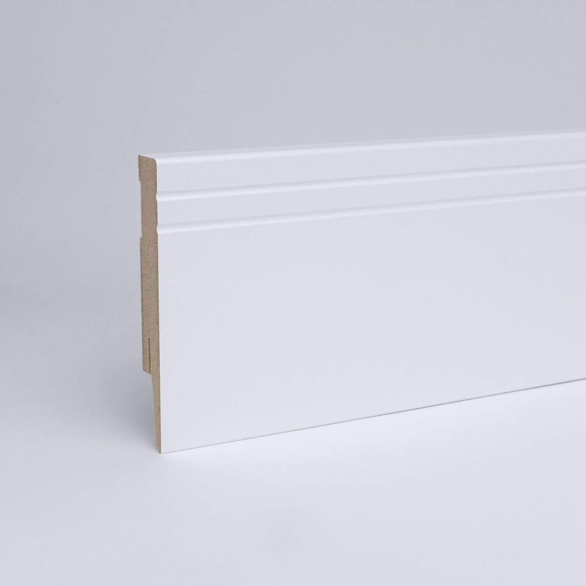 Sockelleiste Cottbusser Profil 100 mm MDF - Weiß Sockelleiste Cottbusser Profil 100 mm MDF - Weiß