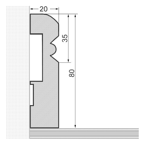Alt-Reno Profil-Sockelleiste Massivholz 80mm - Buche geölt
