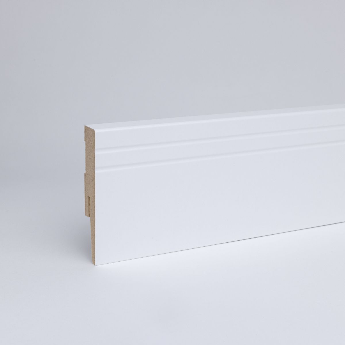 Sockelleiste Cottbusser Profil 80 mm MDF - Weiß Sockelleiste Cottbusser Profil 80 mm MDF - Weiß
