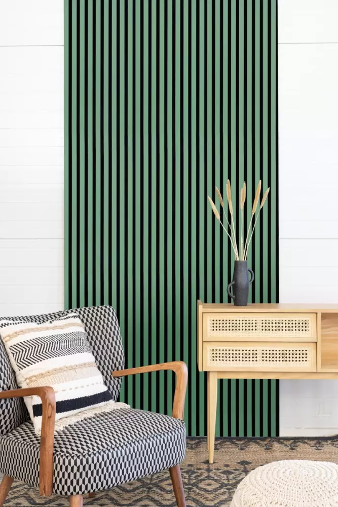 Akustikpaneel 2400 x 600 mm Mint - Akustikfilz  Schwarz - Wandverkleidung