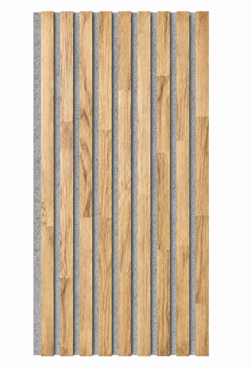 Acoustic+ Massivholz Akustikpaneel Grau 2600 x 400 mm - Eiche Natur - Geölt