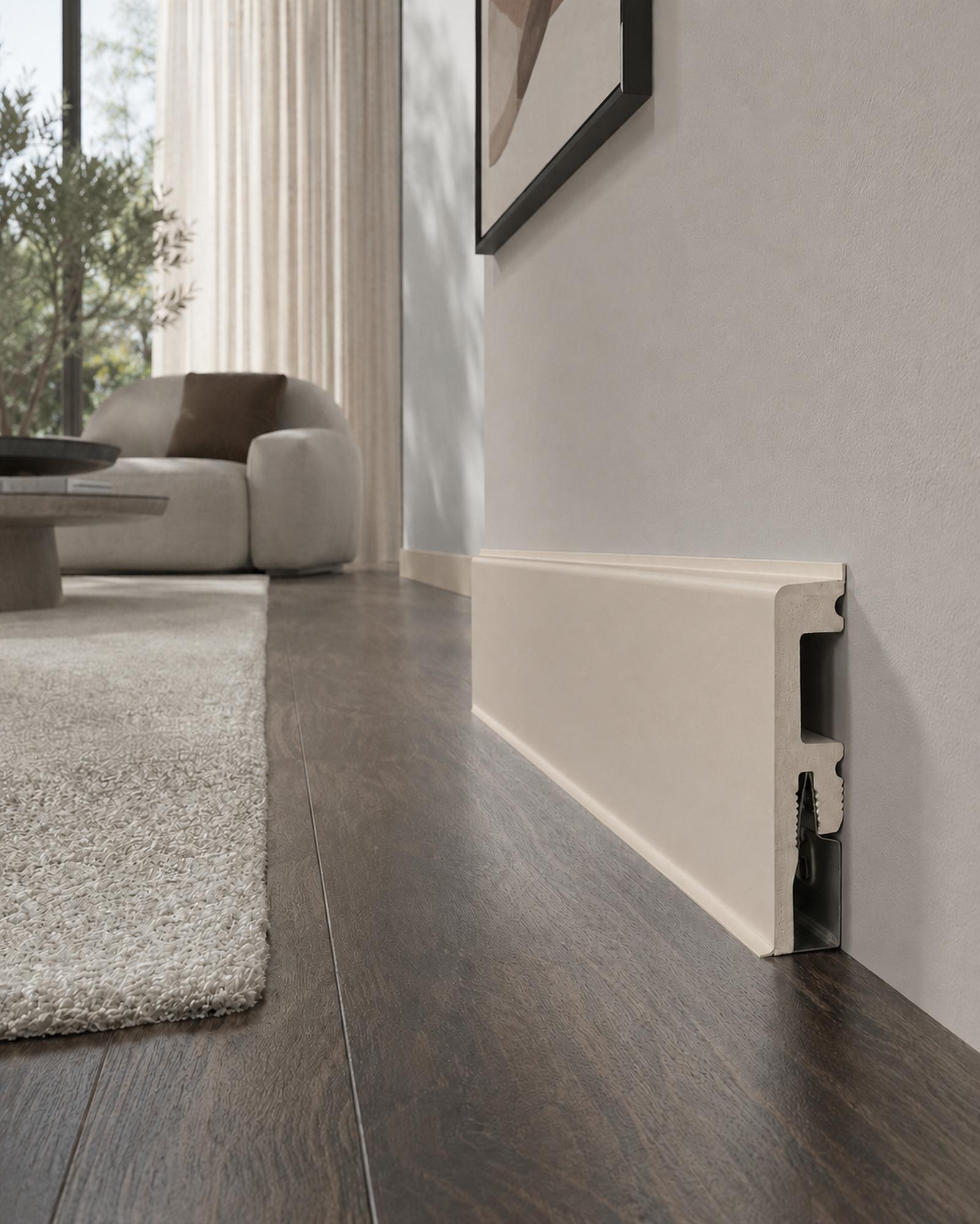 PVC Sockelleiste Prime-Flex 75 mm Kaschmir - mit Dichtlippen