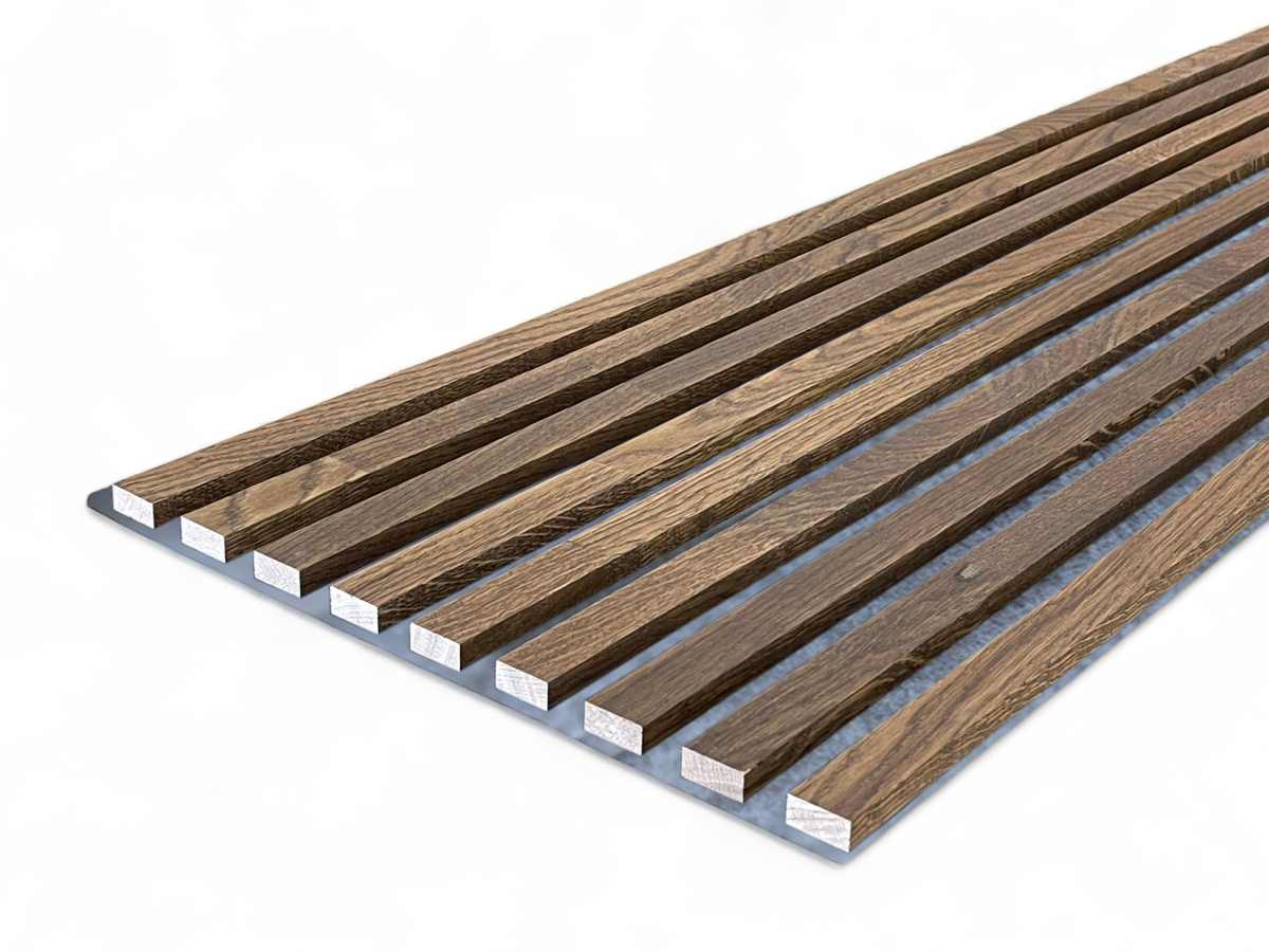 Massivholz Akustikpaneele Grau 2600 x 400 mm Eiche natur - Walnut-Oil