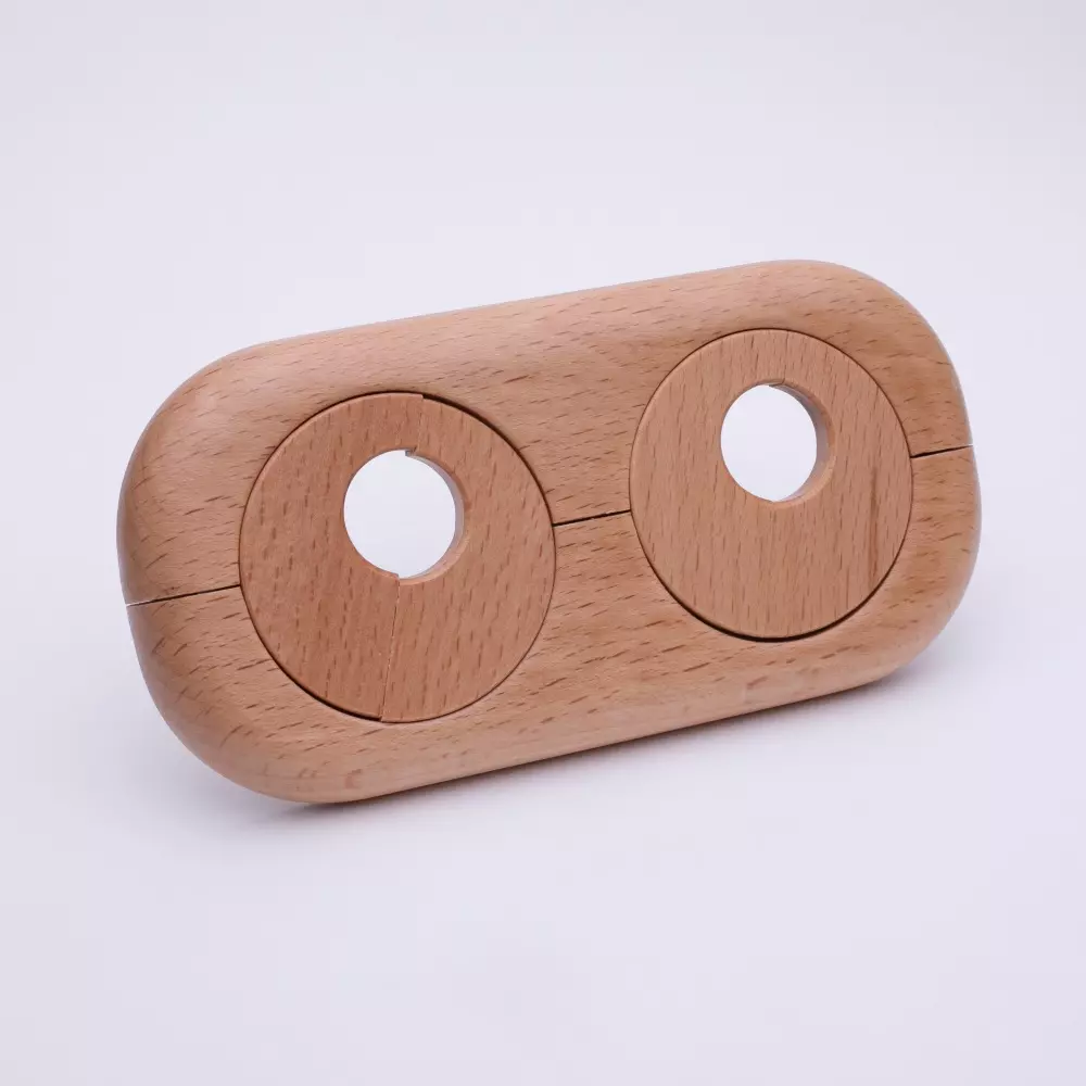 Echtholz-Doppelheizkörperrosette Buche lackiert 15 mm