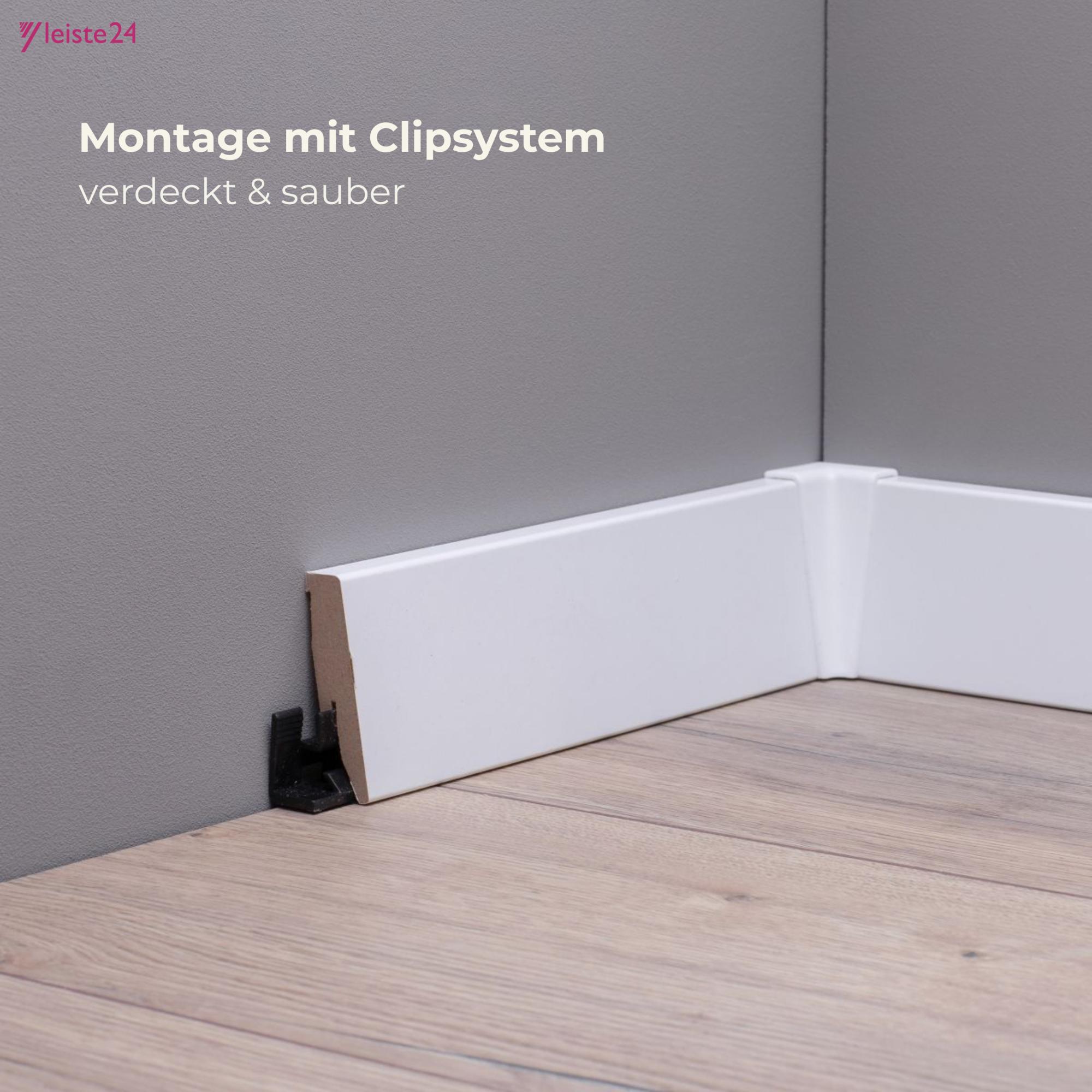 Leiste24 All inclusive Paket 52 m Sockelleisten 60 mm weiß