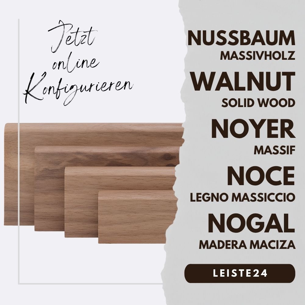 Massivholz Sockelleisten-Konfigurator Nussbaum Massivholz Sockelleisten-Konfigurator Nussbaum