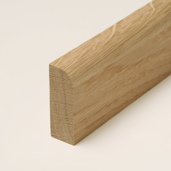 Massivholz-Sockelleiste 60mm abgerundet - Eiche roh