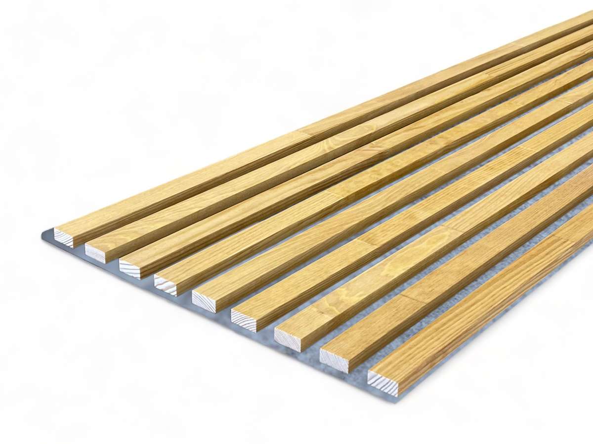 Acoustic+ Massivholz Akustikpaneel Grau 2600 x 400 mm - Kiefer - Teak-Oil