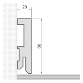 53.6 lfm Vierkant Massivholzsockelleisten 80mm - Ahorn tiefschwarz