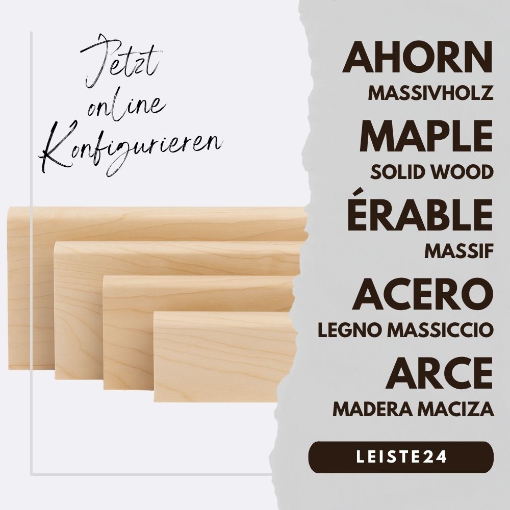 Massivholz Sockelleisten-Konfigurator Ahorn natur Massivholz Sockelleisten-Konfigurator Ahorn natur