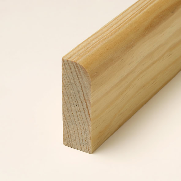 Massivholz Sockelleiste 60mm abgerundet - Kiefer gelackt