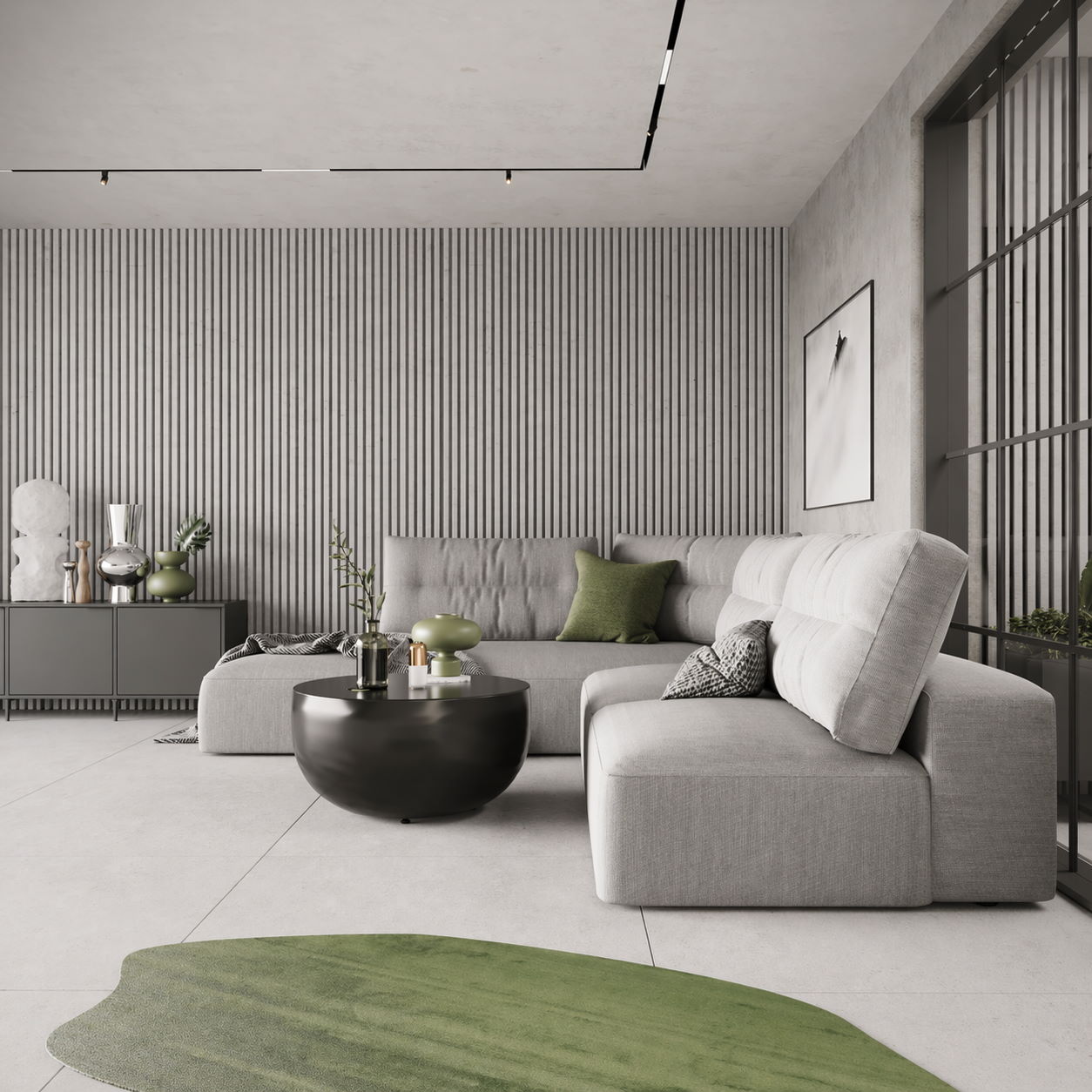 Acoustic+ Akustikpaneel Beton 2400 x 600 mm - Akustikfilz Grau