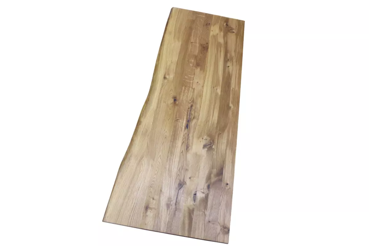 Massivholzplatte mit Baumkante 22 mm Eiche geölt 160 x 55-61 cm