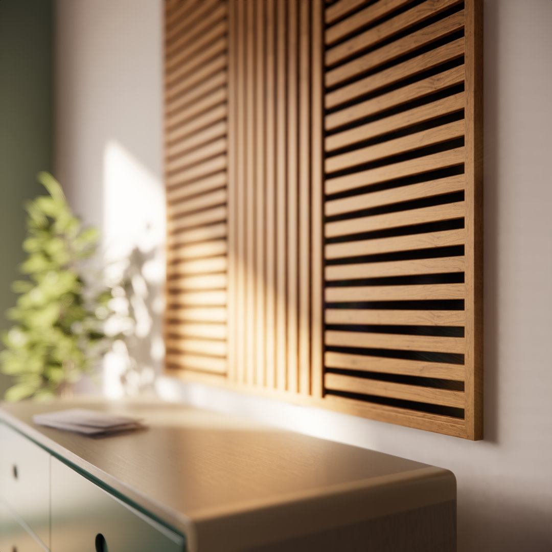 Acoustic+ Premium Akustikpaneel Eiche Lack 400 x 400 mm - Akustikfilz Schwarz