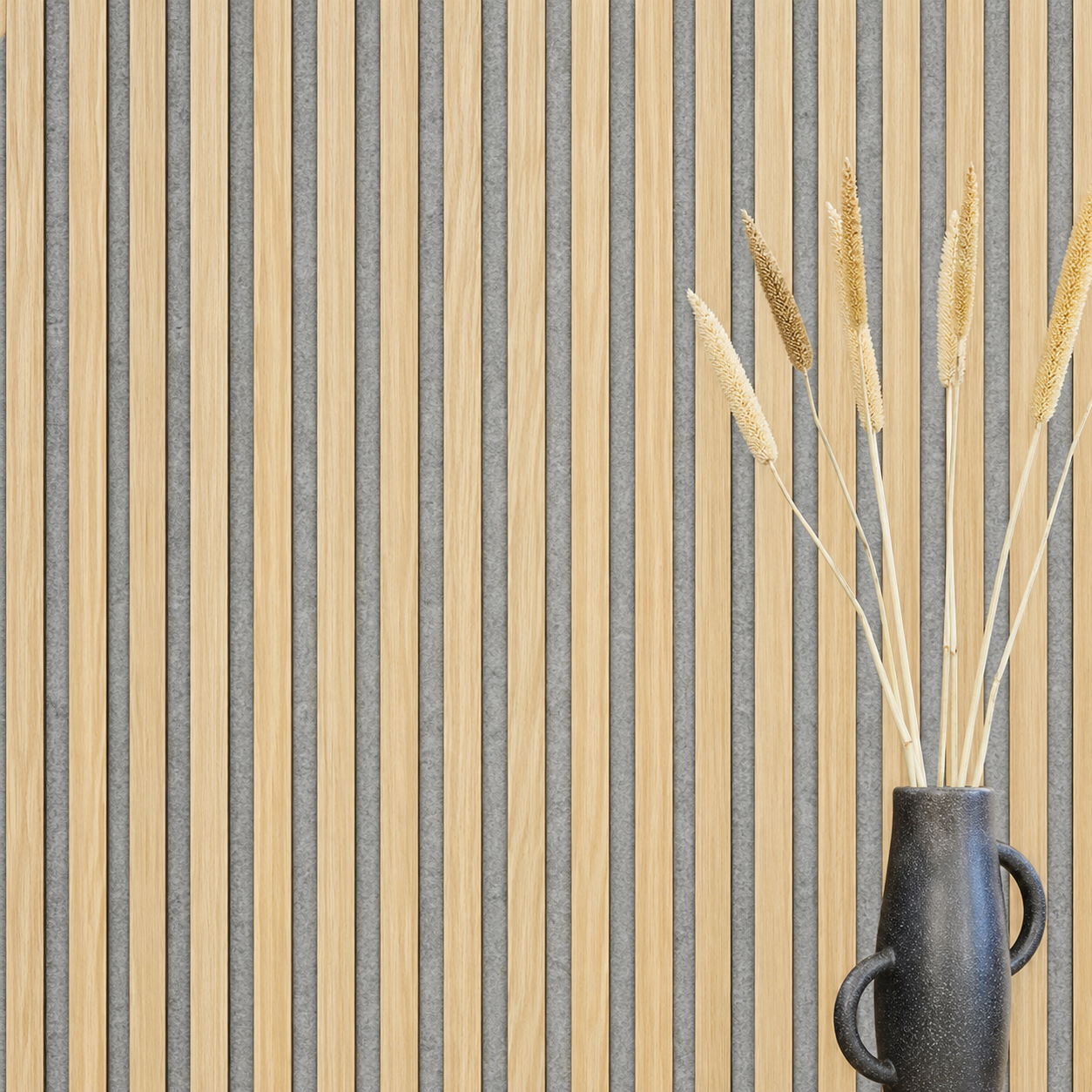 Acoustic+ Premium Akustikpaneel Eiche roh 2600 x 400 mm - Akustikfilz Grau