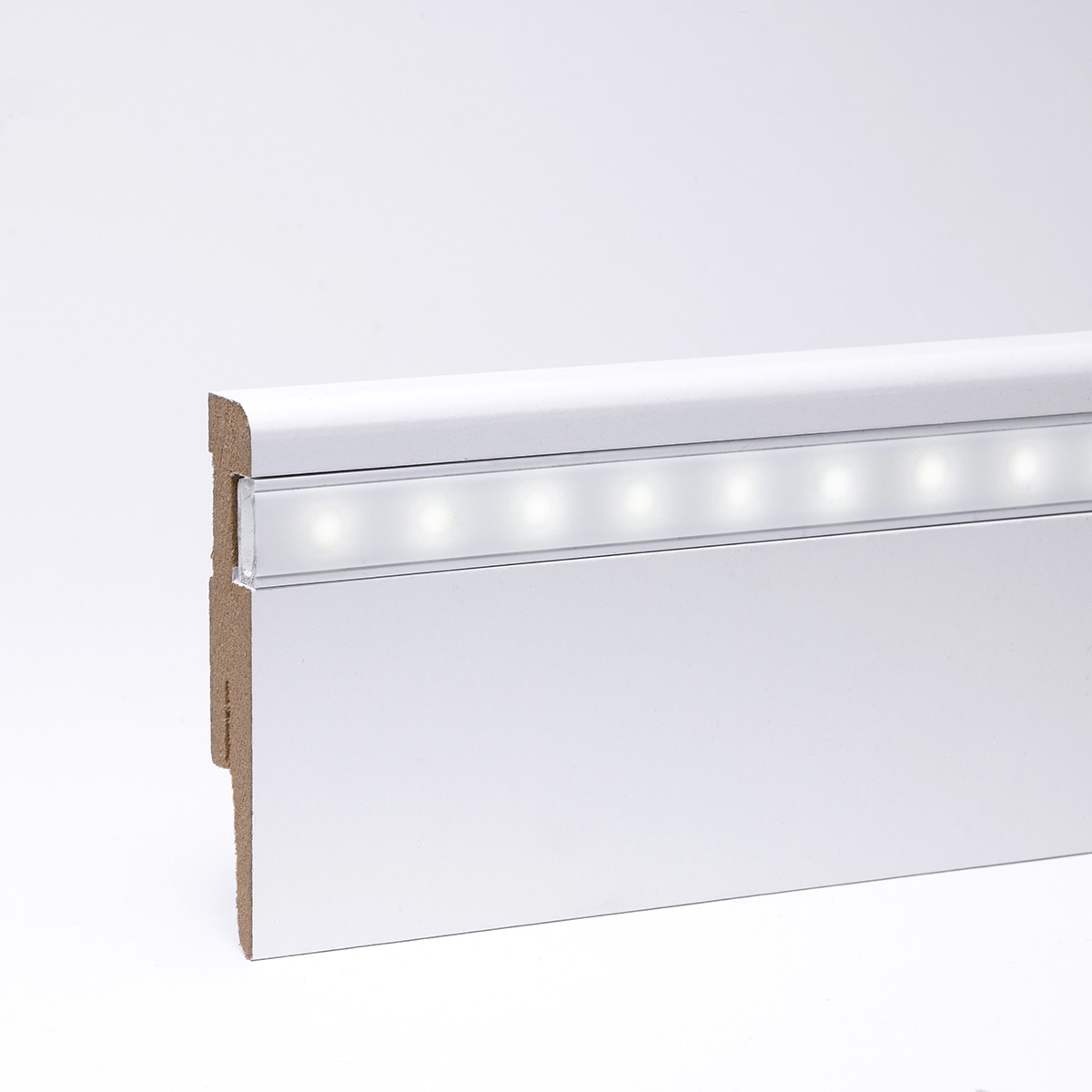 LED-Sockelleiste Weimarer Profil 80mm - Weiß LED-Sockelleiste Weimarer Profil 80mm - Weiß