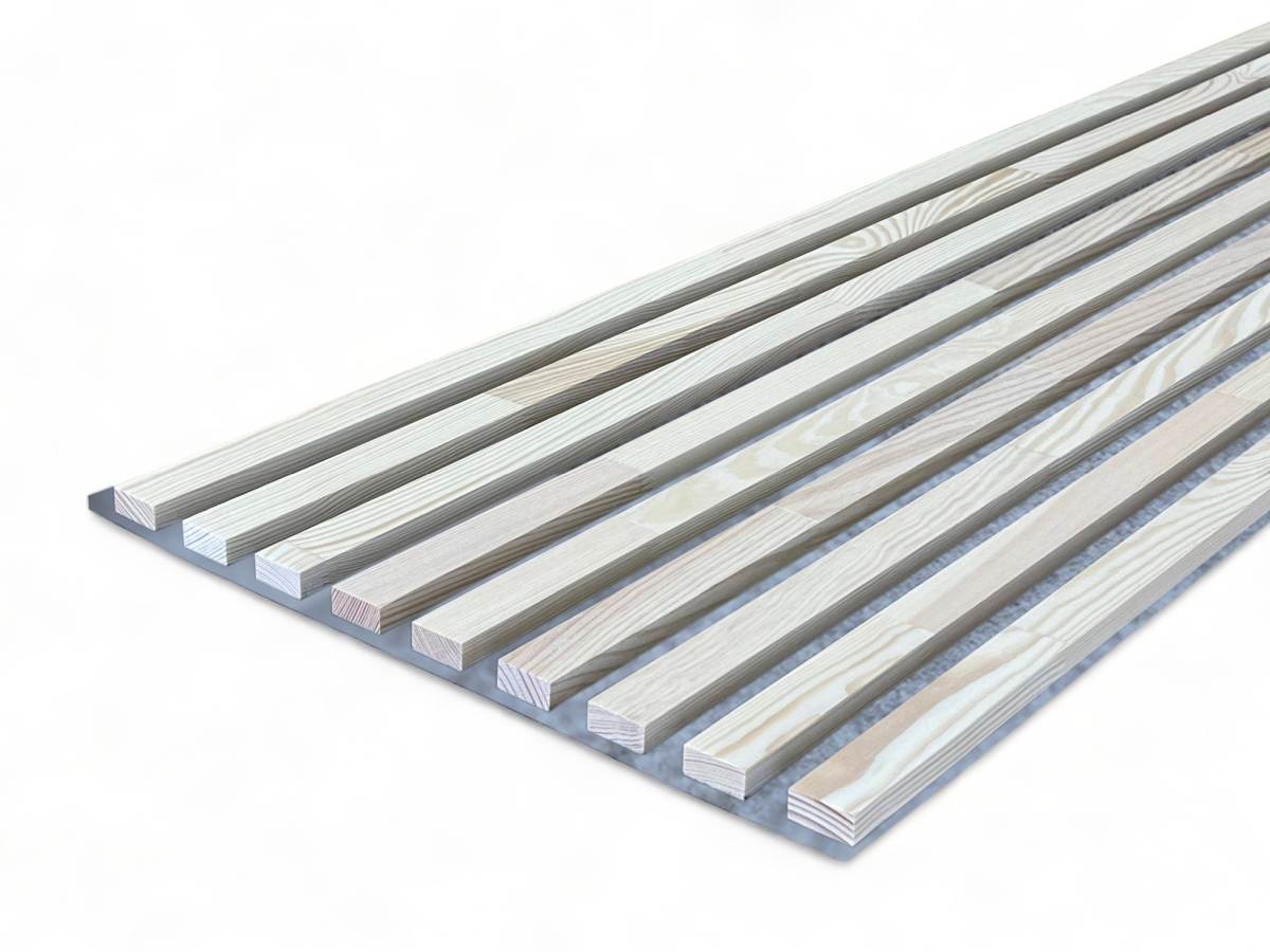 Acoustic+ Massivholz Akustikpaneel Grau 2600 x 400 mm - Kiefer - Cotton White